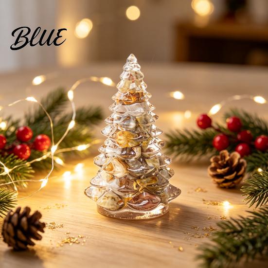 Sophisticated Room Ornament Resin Christmas Tree Figurine, Crystal Desktop Ornament, Modern Art Miniature Holiday Decoration for Home Office,