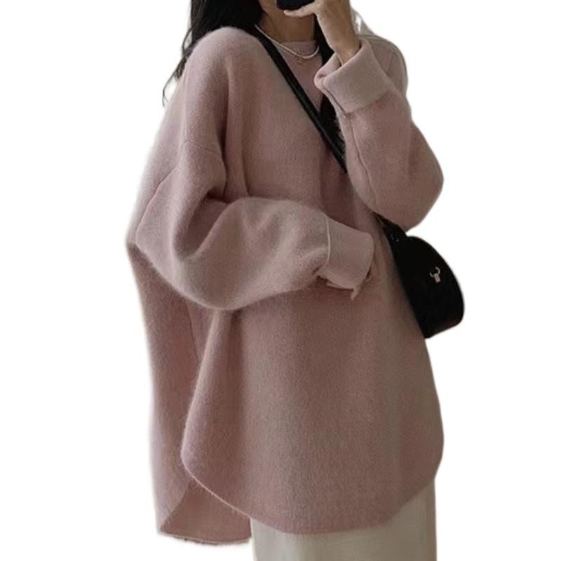 IHUASU Wool Pullover Jumper Women's Autumn and Winter Outer Wear In The Long Section of Lazy Open Knit Sweater