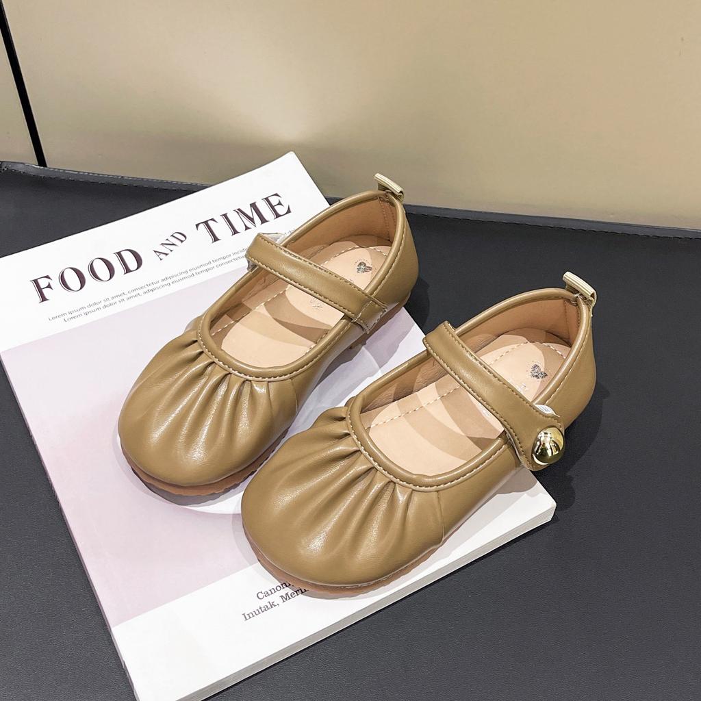 Туфли для девочек детские туфли принцессы из кожи 2025 новая весна и осень маленький ароматный ветер маленькая девочка мягкая подошва детские туфли-бобы