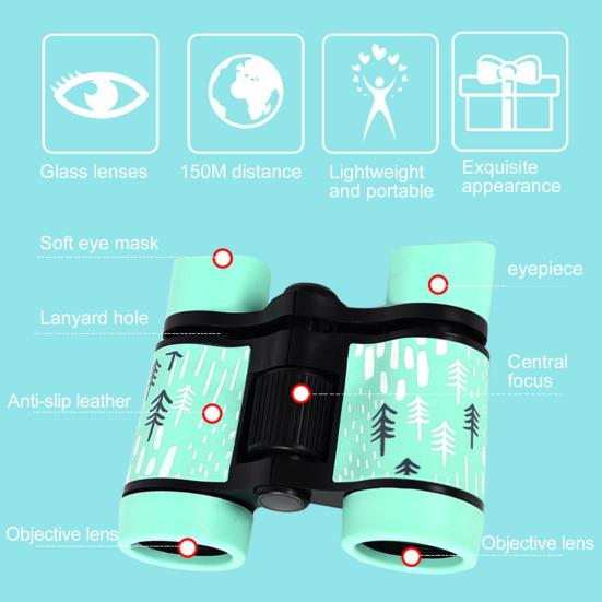 Kids Binoculars Cognitive Ability Anti Slip Vibrant Color High-Resolution Small Telescope Toy