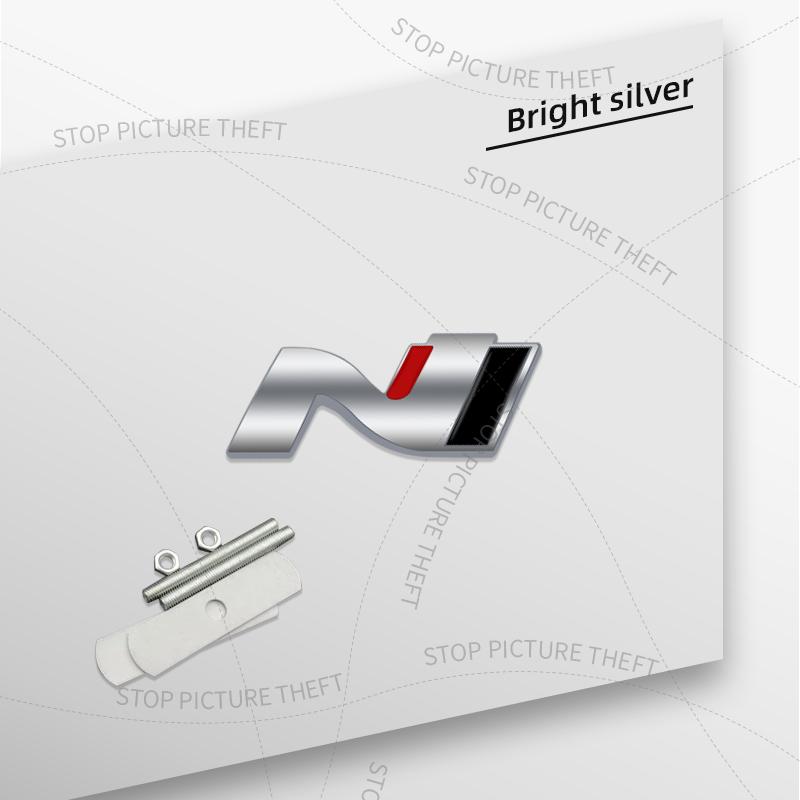 1Pcs 3D Metal N Logo Grille Emblem Badge Car Rear Tail Bumper Trunk Sticker For Hyundai N Line Elantra Santa Fe Sonata Tucson c1