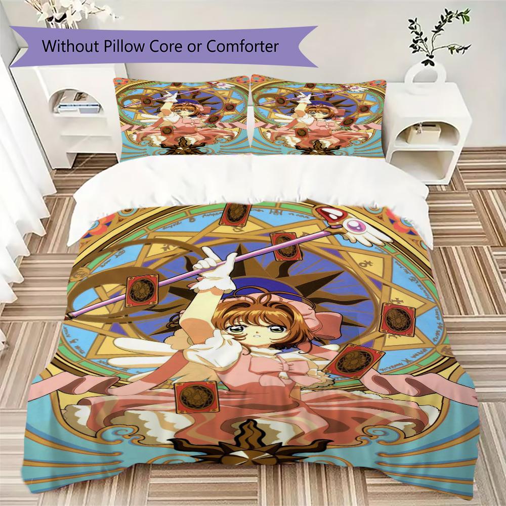 Постельное белье с узором Cardcaptor Sakura Комплект одеяла Пододеяльник Наволочка Домашний Декор Подарок на День Рождения (1 * пододеяльник + 2 * наволочка без наполнителя)