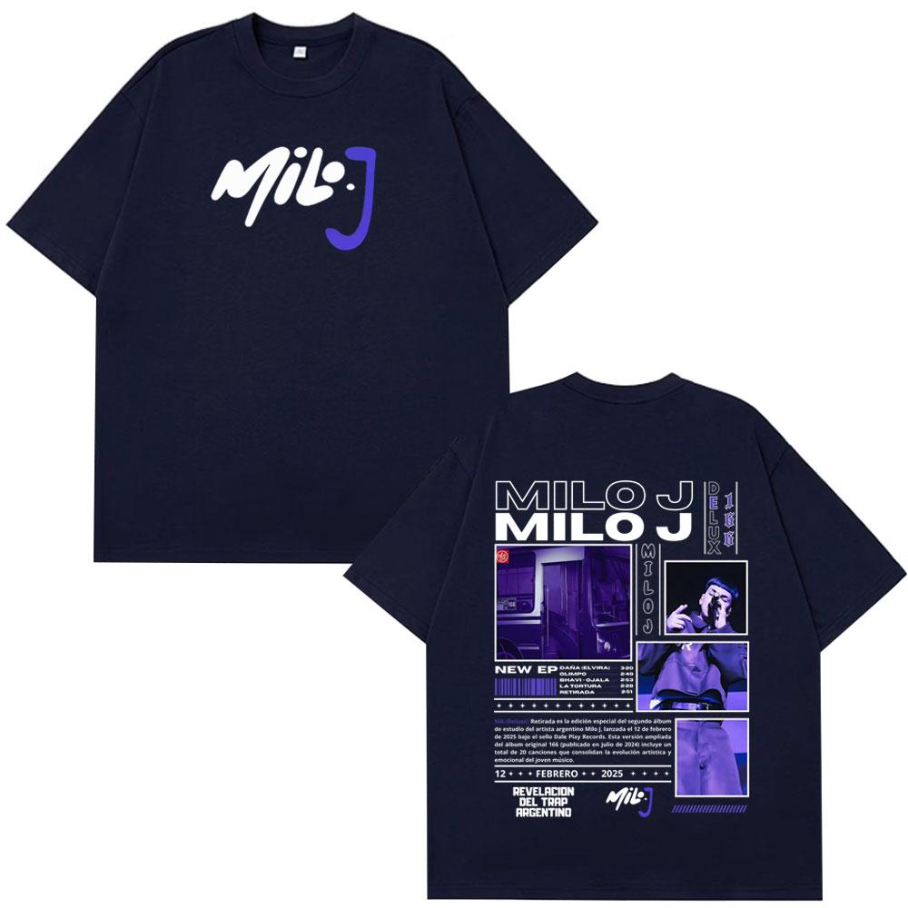 Rapper Milo J 166 Tour 2026 Album T Shi6rts Men Retro High Quality Short Sleeve Tshirts Oversized Tee Cotton TShirt Streetwear