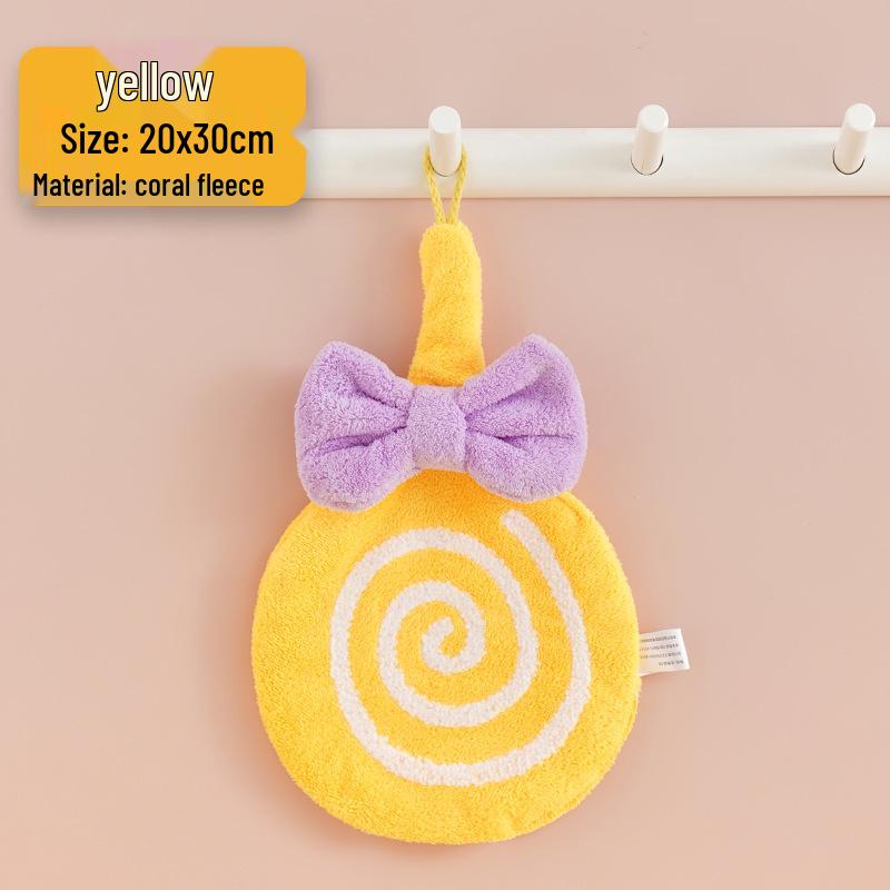 Cute Quick-Dry Children's Hand Towel - Soft, Lint-Free, Absorbent, and Hanging for Bathroom or Kitchen Use.