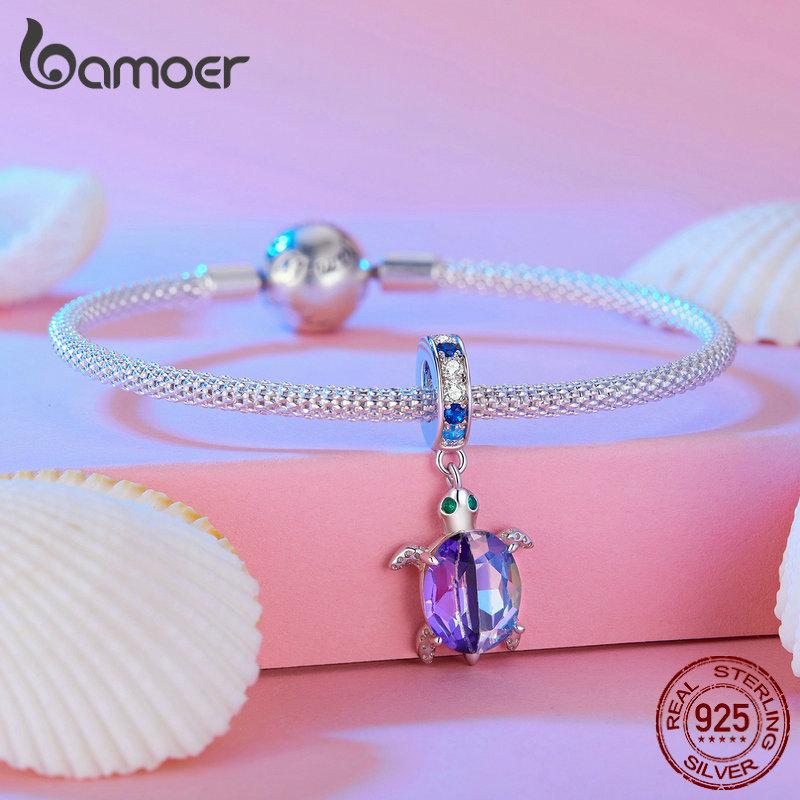 BAMOER Стерлингового Серебра 925 Пробы Мечтательная Серия Oecan Ослепительные Крабовые Бусины Морской Конек Подвески для Женщин Браслет и Ожерелье