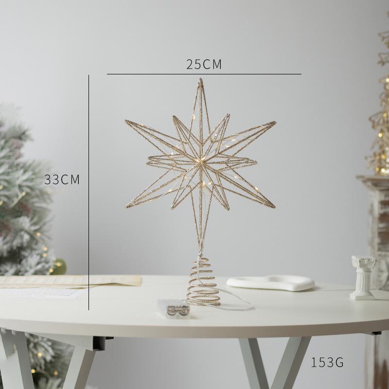 Wrought Iron Five-Pointed Star Christmas Tree Topper and Decoration Pendant
