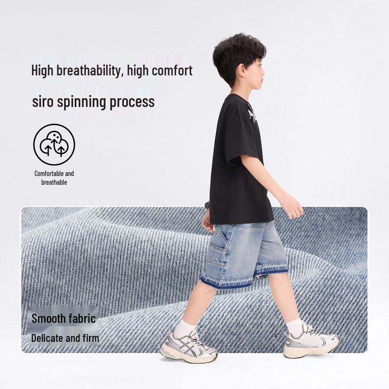 ZuoXi Boys' Colorblock Washed Denim Shorts