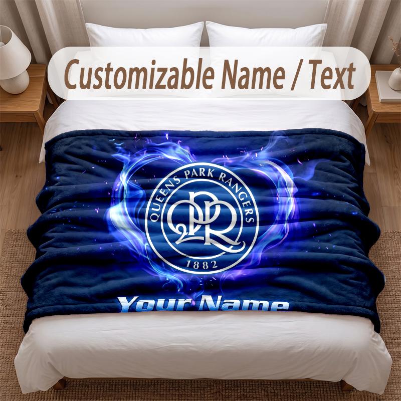Queens Park Rangers Printed Flannel Blanket Custom Name Text Soft Warm Throw For Bedroom Holiday Gift