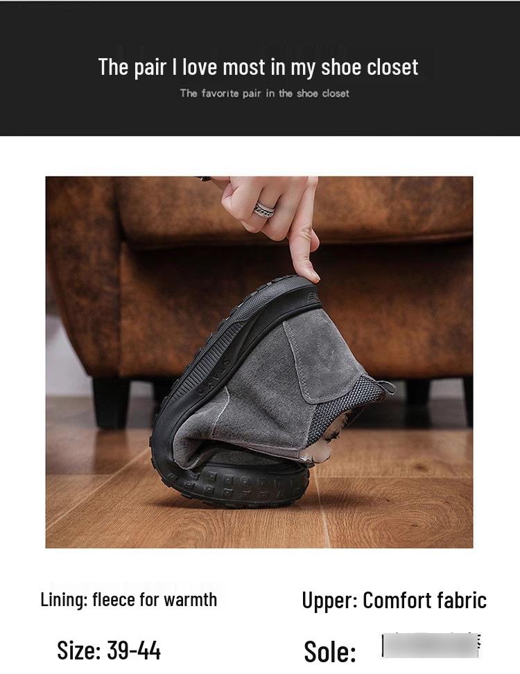 Мужские зимние хлопковые сноубутсы на толстой подошве, теплые короткие ботинки на платформе с подкладкой из плюша, слипоны