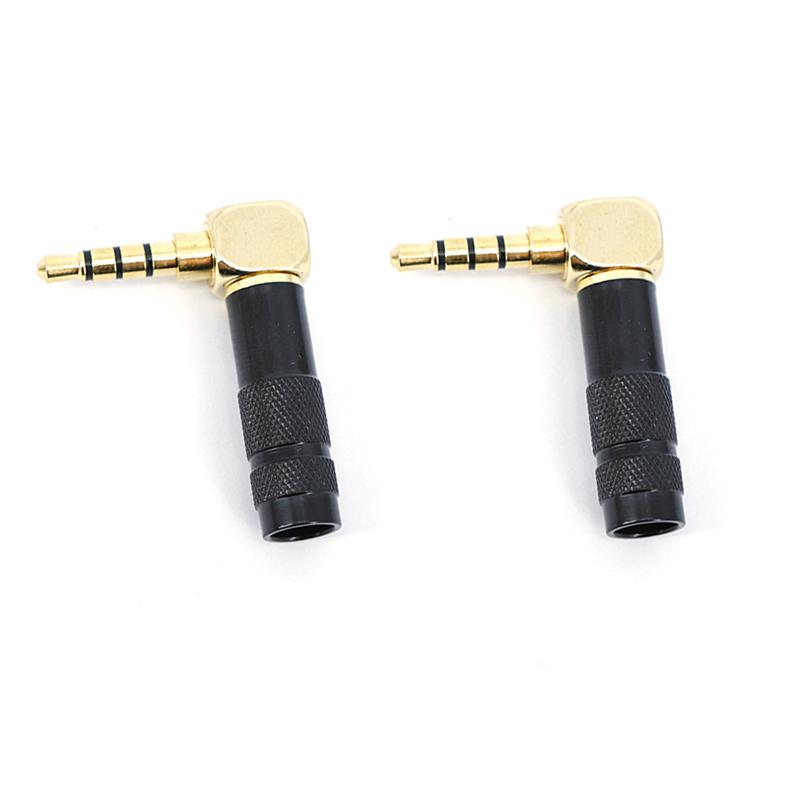 4 Poles Jack 3.5mm 90 Degree Right Angle 1/8" Earphone Plug 3.5 Audio black Adapter Gold Solder 3.5mm Headphone Wire Connector