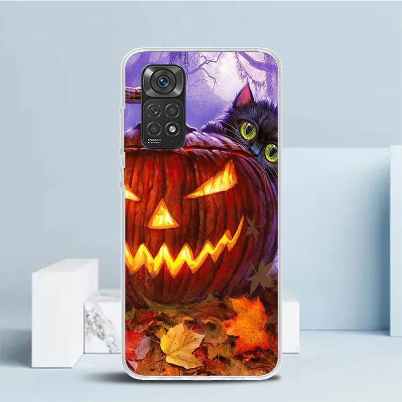 Чехол для телефона Рождественская тыква с котенком для Xiaomi Redmi Note 15 14 14S 13 12S 12 Pro Plus 11S 11 11T 11E 10S 10 + Мягкий ТПУ Задняя панель