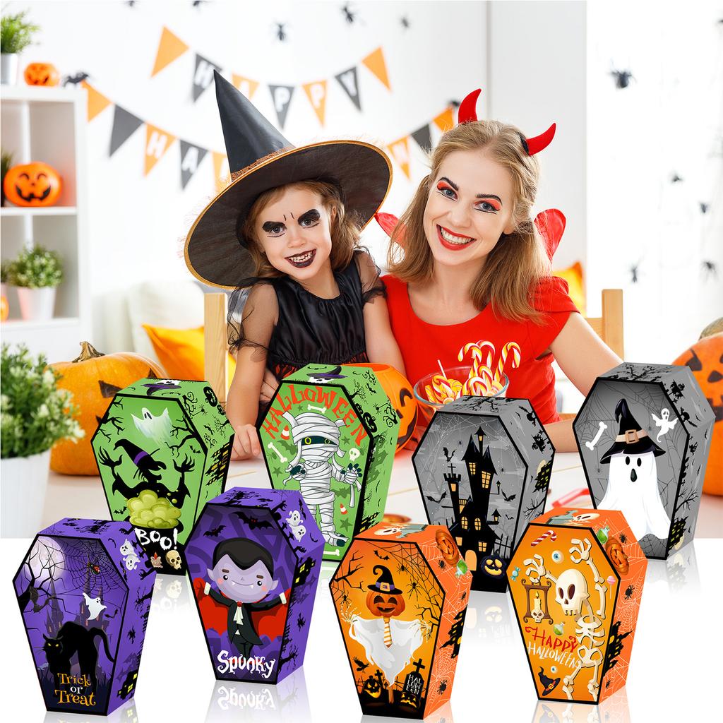 12 шт. Подарочные коробки в виде надгробий на Хэллоуин из кардстока 250 г/м² Коробки для угощений, коробки для упаковки печенья и конфет для празднования фестиваля