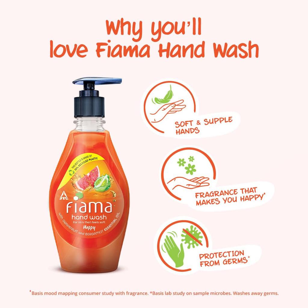 Fiama Happy Hand Wash 400 Ml Pack of 1 With Grapefruit Bergamot Essential Oil Soft Supple Fragrant Hands