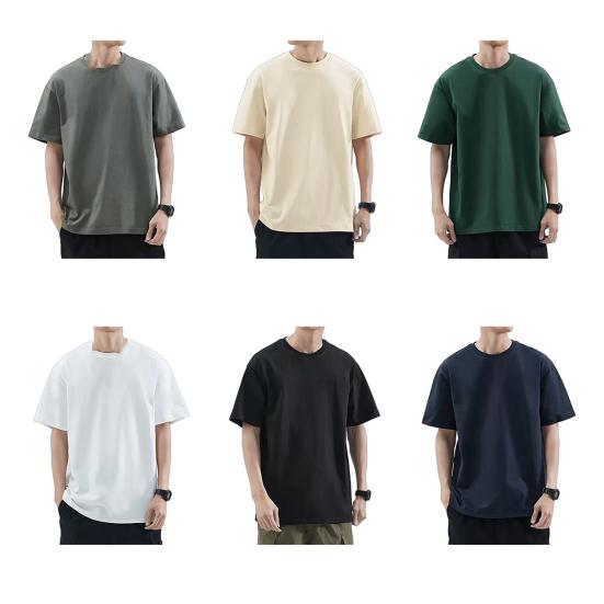 Men Solid Color T-Shirt Round Neck Short Sleeve Summer Tee Casual Loose Fit Tee Shirt for Daily Life Parties Street Beachwear