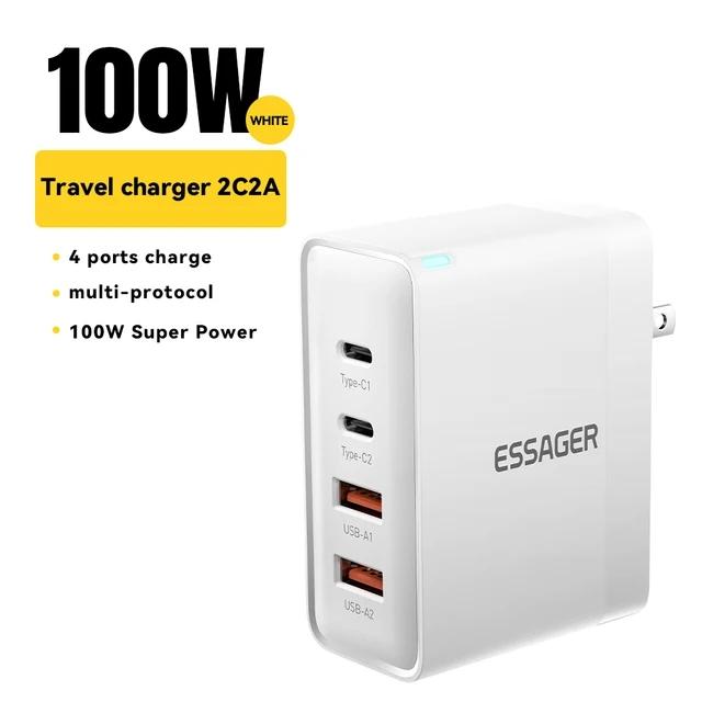 Essager Зарядное устройство USB Type C, 100 Вт, 65 Вт, PD Quick Charge4.0, 3,0, быстрая зарядка Type-C для ноутбука iPhone 14, 13, 12, Xiaomi, Macbook 13 Pro