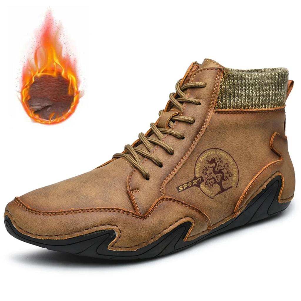 Удобная кожаная повседневная обувь для мужчин, легкая и прочная нескользящая обувь на плоской подошве для всех сезонов, мужские ботинки