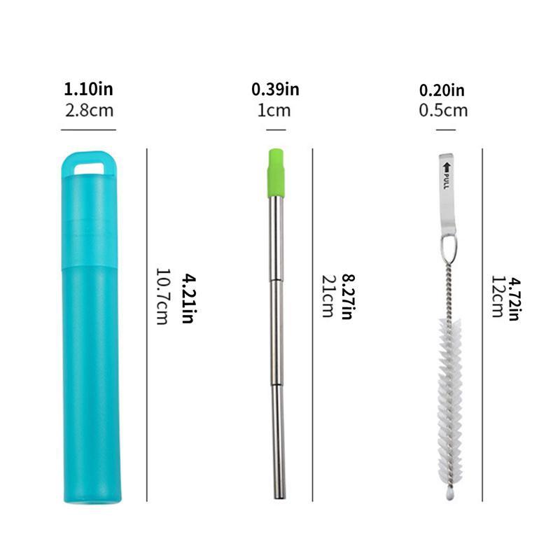 3 шт./компл. многоразовые металлические соломинки, складные соломинки из нержавеющей стали, портативный телескопический набор соломинок для питья YSX