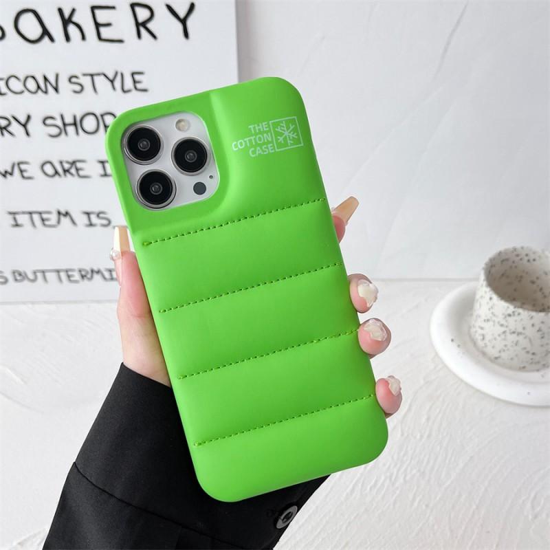 Cotton-Padded Phone Case IPhone 11 To 15 Series Soft Faux Leather Shockproof Half Cover In 9 Colors