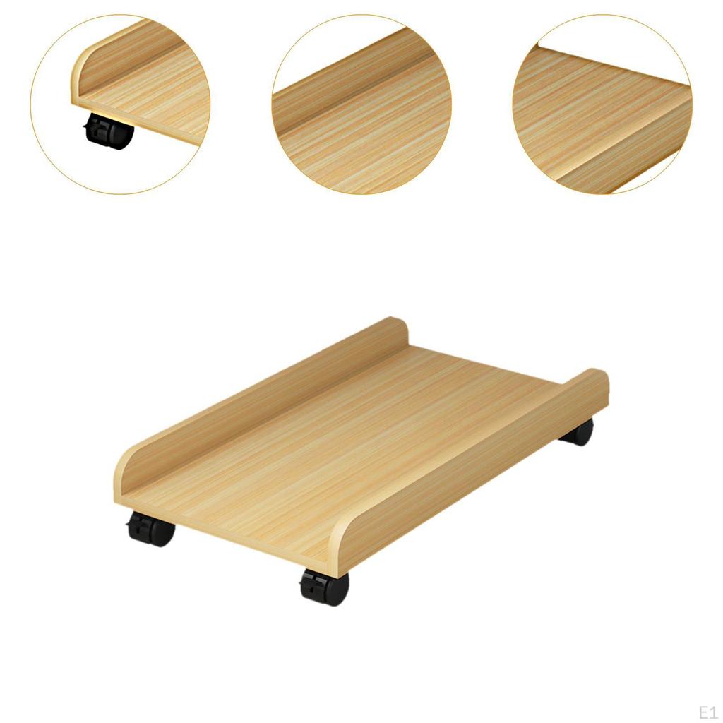 Desktop CPU Wooden Rolling Stand Computer Case Adjustable Mobile Tower for