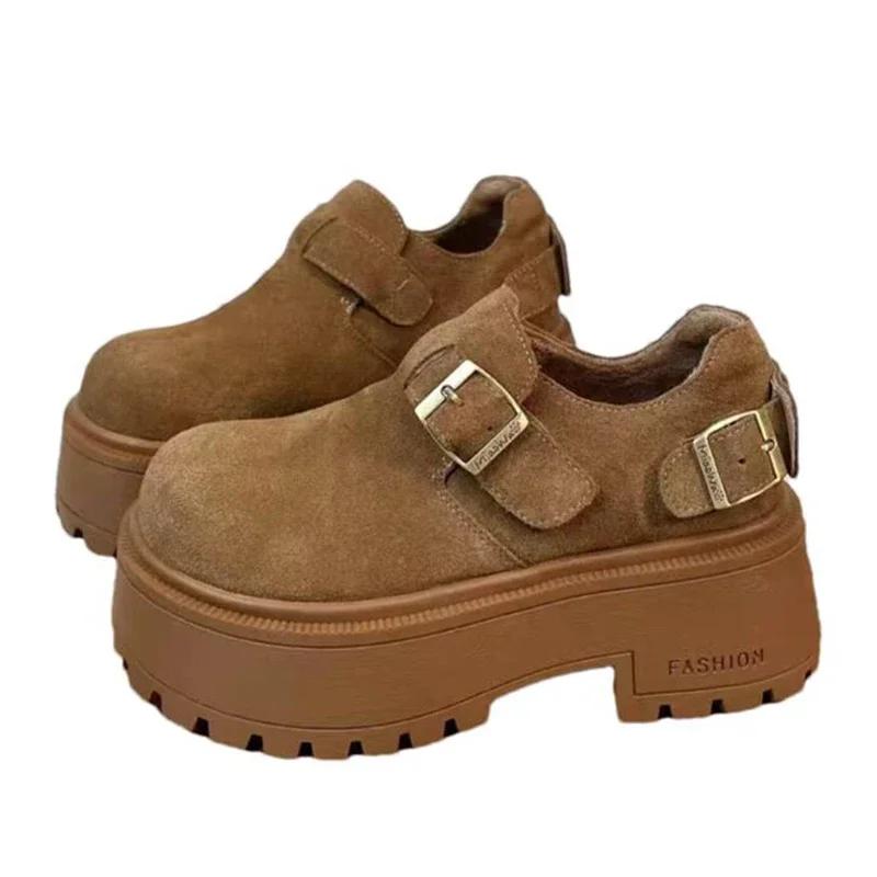Замшевые женские туфли-лоферы на платформе, кроссовки на плоской подошве, повседневная обувь для женщин, зимние новые брендовые удобные ботильоны для ходьбы, Botas De Mujer