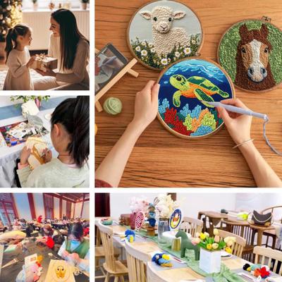 Набор игл для вышивания для начинающих Набор игл для вышивания с пяльцами и ножницами Набор для самостоятельной вышивки с иглами для взрослых и детей