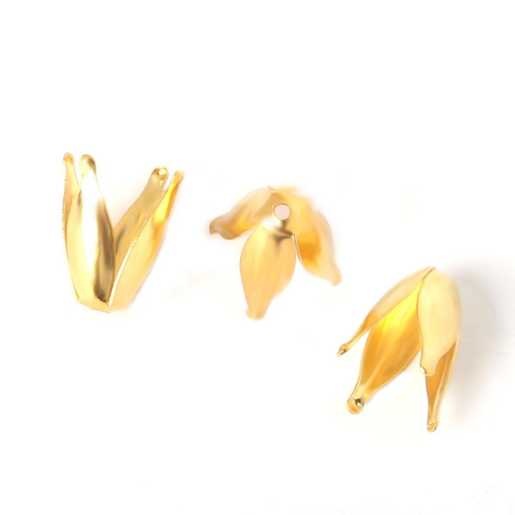 Mix Color Metal Flower Petal End Spacer Hallow Beads Caps Charms Bead Cups For Jewelry Necklace Making Supplie