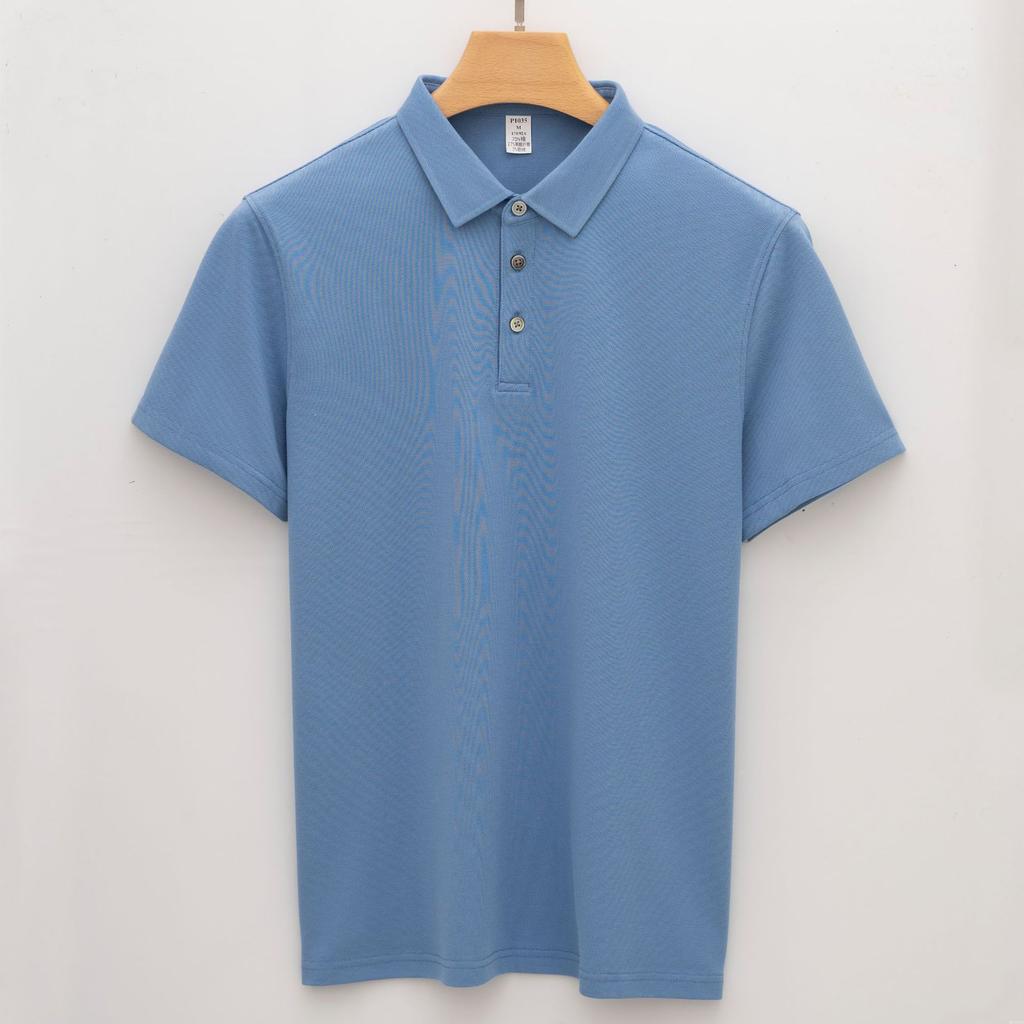 Рубашка поло с воротником из хлопка, мужская футболка с короткими рукавами, деловая длинная бархатная рубашка поло с воротником без отметин