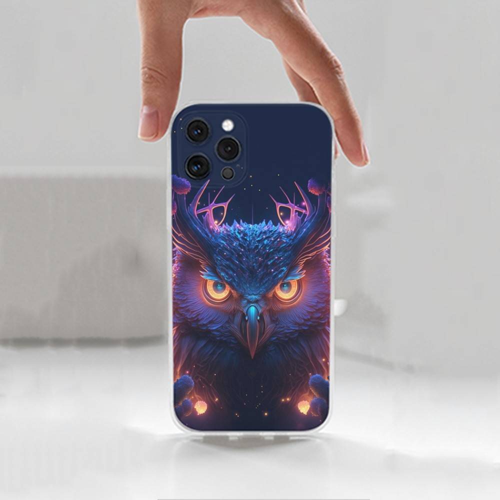 Милый C-Цветной Сова B-Птица Чехол Для iPhone X,XS,SE,12,15,Pro,17,Plus,11,Max,13,XR,14,16,Mini,Прозрачный Мягкий Чехол