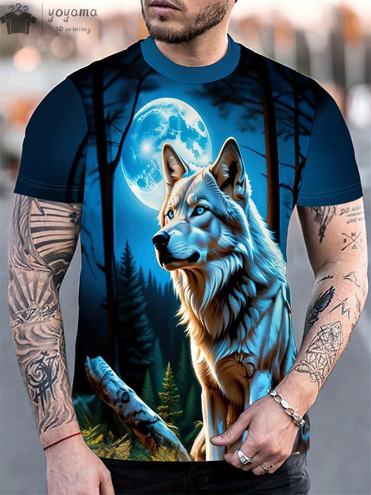 Men's T-Shirts Short Sleeve Beasts Graphic 3D Animal Printed Street Style Man Tops Oversized T-Shirt Casual O-Neck Harajuku Tee