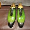 FELIX CHU Мужские туфли из натуральной коровьей кожи с принтом под крокодила, деловые зеленые туфли для формальной свадьбы, весна-осень