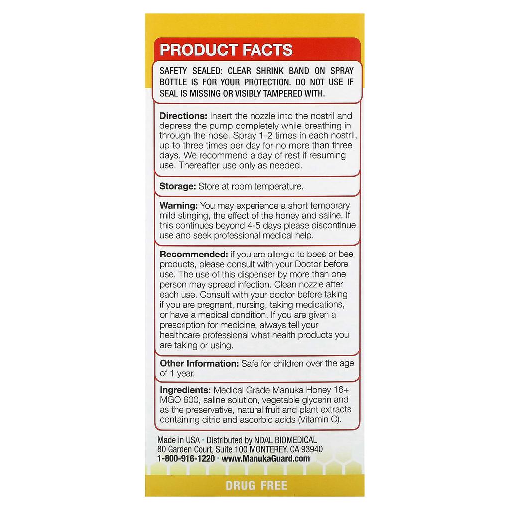 Children's, Medical Grade Manuka Honey, Nasal Spray, Alcohol Free, 15 Ml (0.51 Fl Oz)