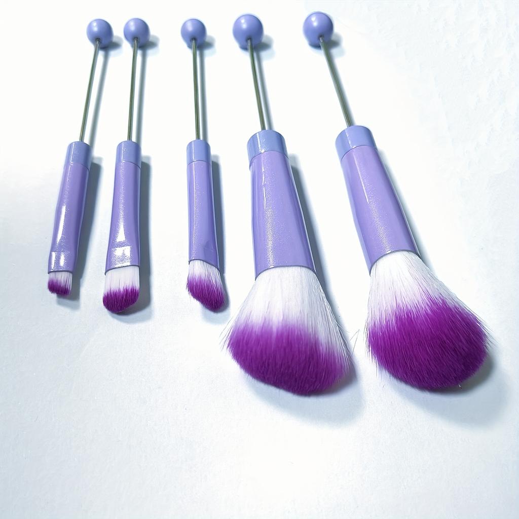 5pcs Beadable Makeup Brushes Unique Brushes Silicone Beads DIY Makeup Cosmetic Brushes Beaded Brushes Kit For DIY