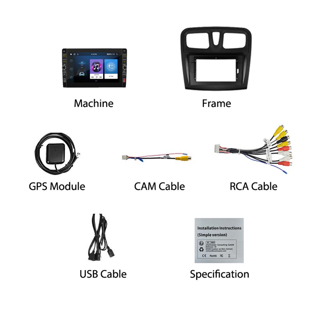 8-дюймовый Android для Renault Logan Sandero 2014-2017 с кнопкой, автомобильным радио, видео, мультимедиа, GPS-плеером, 1 + 32 ГБ