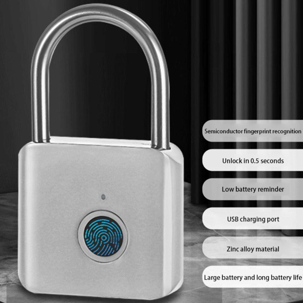 Anti-Theft Smart Fingerprint Padlock USB Charging Portable Electronic Password Lock USB Rechargeable Waterproof