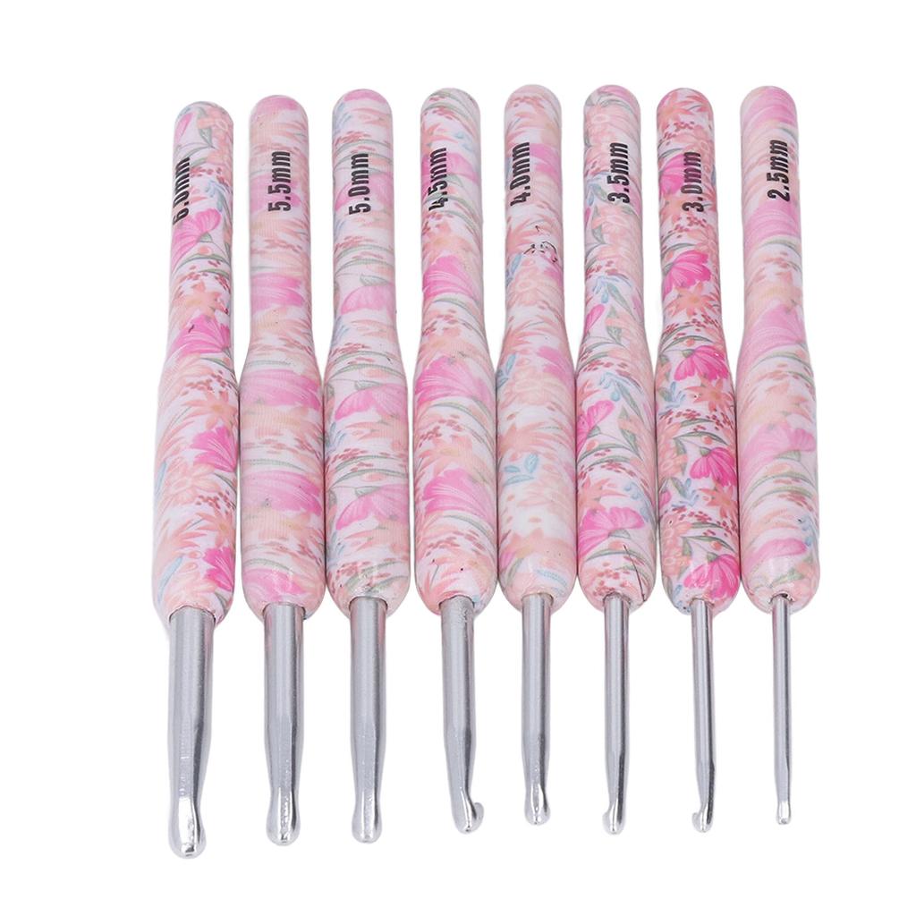 8pcs Crochet Hook Set Printing Aluminum Handcraft Colorful Crochet Hook Ergonomic Knitting Hook for Knitters for Sewing