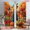 2pcs,2D Plane Printing Print Curtains Scarecrow and Autumn Harvest Durable 100% Polyester Fabric (without Rod) Decorations For