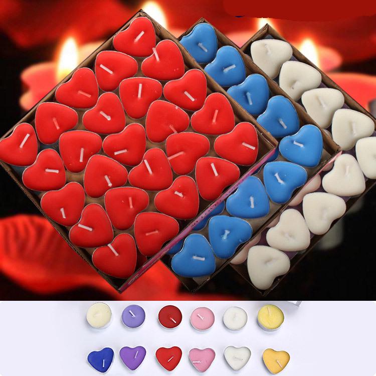 50 Heart-shaped Round Confession Candles for Romantic Birthdays and Tea Brewing