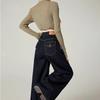 Deep Blue High-Waisted Wide-Leg Jeans for Women