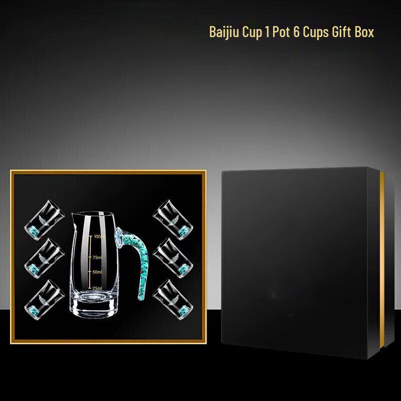 Shangqi Handmade Turquoise Crystal Glass Baijiu Set (10 Decanters, 10 Cups)