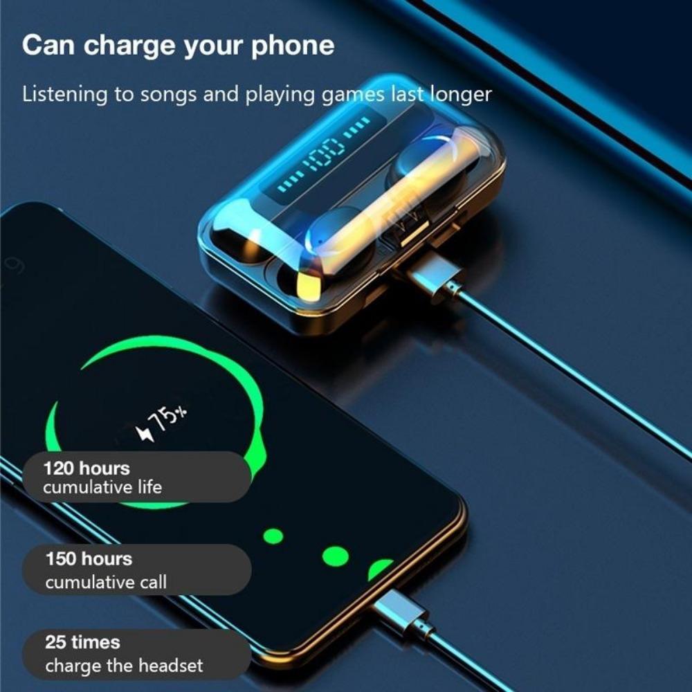 QUEED Беспроводные наушники 9D HIFI Bluetooth 5.0 CVC8.0 с зарядкой и шумоподавлением