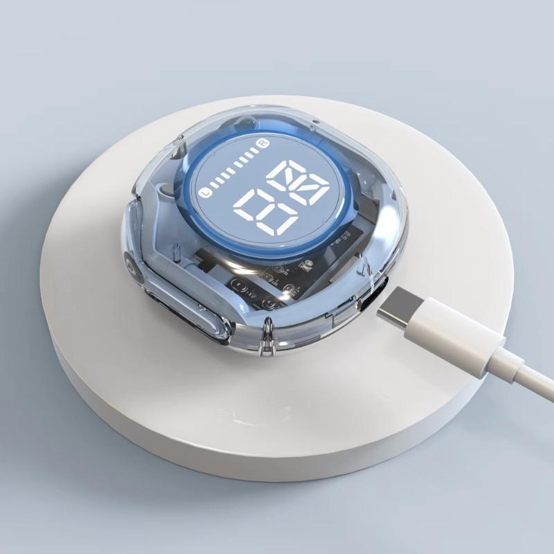 Наушники Crystal Earbuds — окунитесь в мир цвета и звука с шикарными пастельными оттенками и прозрачным светодиодным дисплеем — превосходный беспроводной звук