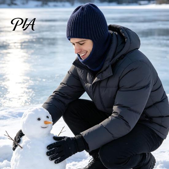Elastic Fit Head Cover Men Knit Hooded Scarf Hat, Warm Balaclava Hood for Winter Cold Windproof Cycling Hat Weather, Neck Warmer Skull Cap Outdoor