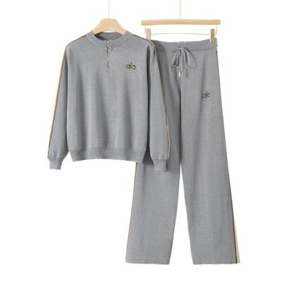 Новый повседневный кардиган с длинными рукавами и воротником-стойкой, полосатый, омолаживающий, комплект с длинными брюками