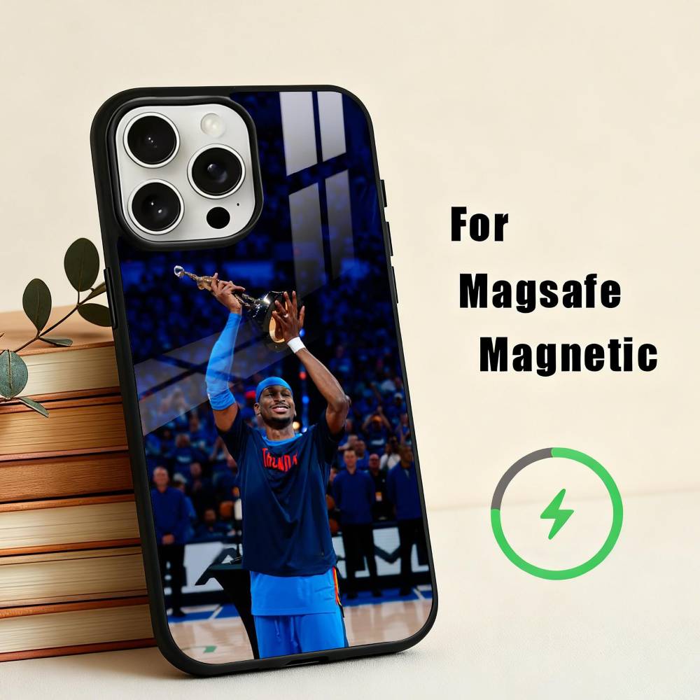 SGA B-Баскетбол G-Защита S-Ша Чехол для телефона Для iPhone17,16,15,14,13,12,11 Plus,Pro Max Магнитный Для Magsafe Беспроводная зарядка