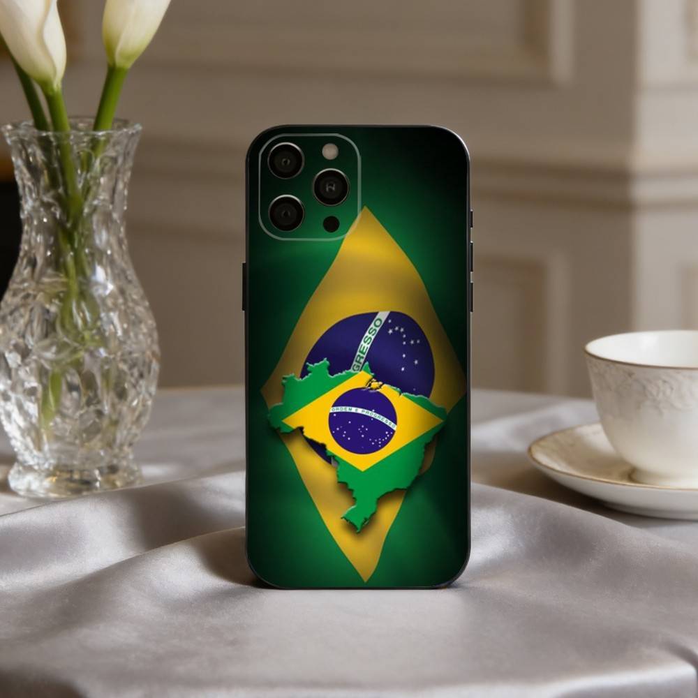 КРУТАЯ B-Бразилия-N F-Флаг-G ИСКУССТВО Чехол для телефона Для iPhone 17,16,15,14,13,12,11 Plus,Pro Max,XS,Мягкий силиконовый Черный чехол
