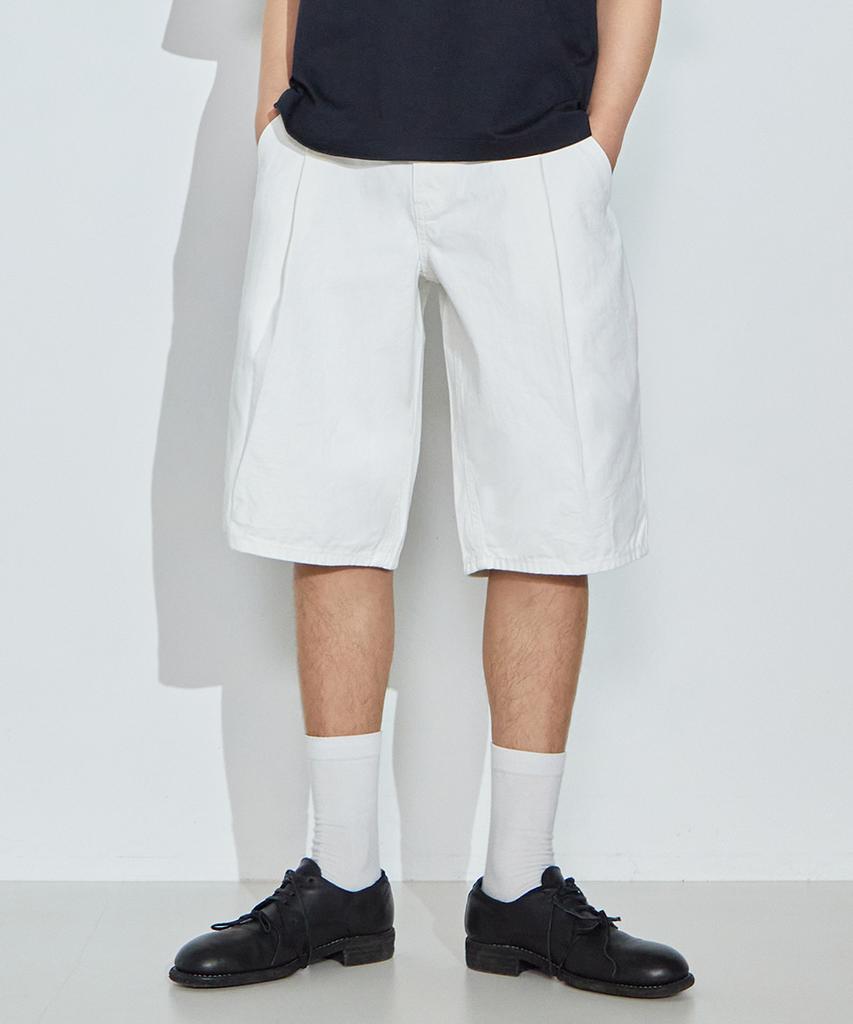 Odeoakaibeu Односкладчатые Широкие Дорожные Джинсовые Полубрюки Цвет Слоновой Кости