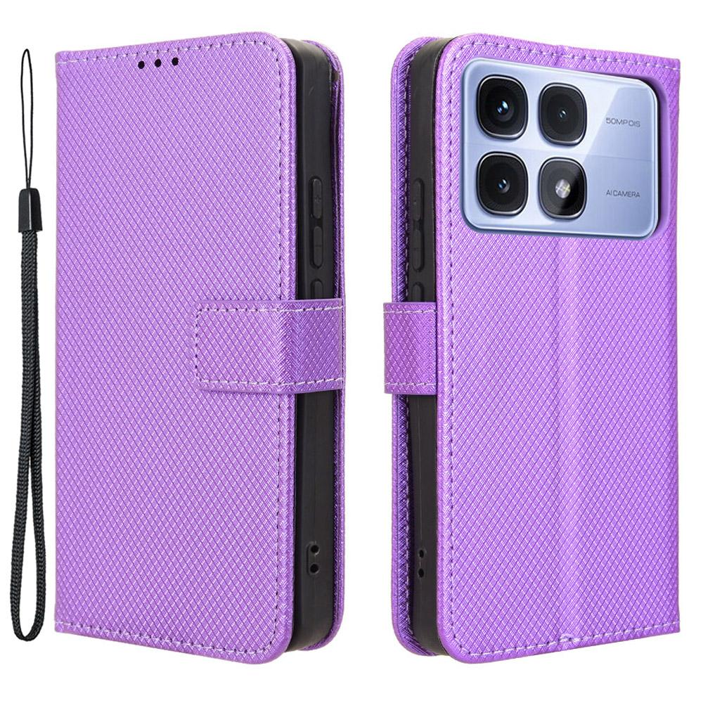 For Xiaomi Redmi K70 Ultra Phone Stand Case Diamond Texture PU Leather Cover Wallet