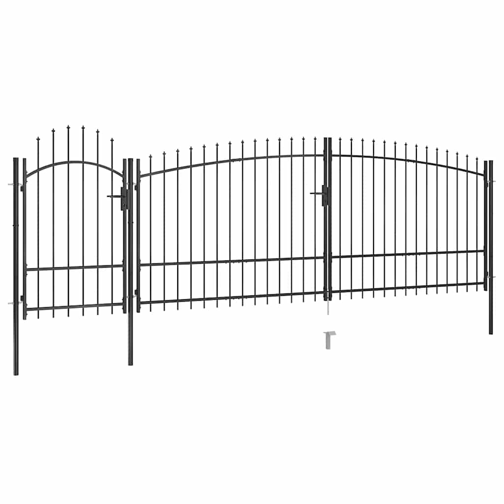 Woerden Garden Gate with Spearhead Design 5 x 1.75 m Black