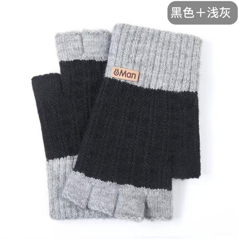 Студенческие перчатки без пальцев холодостойкие и теплые осенью и зимой, набивные и утолщенные вязаные перчатки с полупальцами защищают от холода.