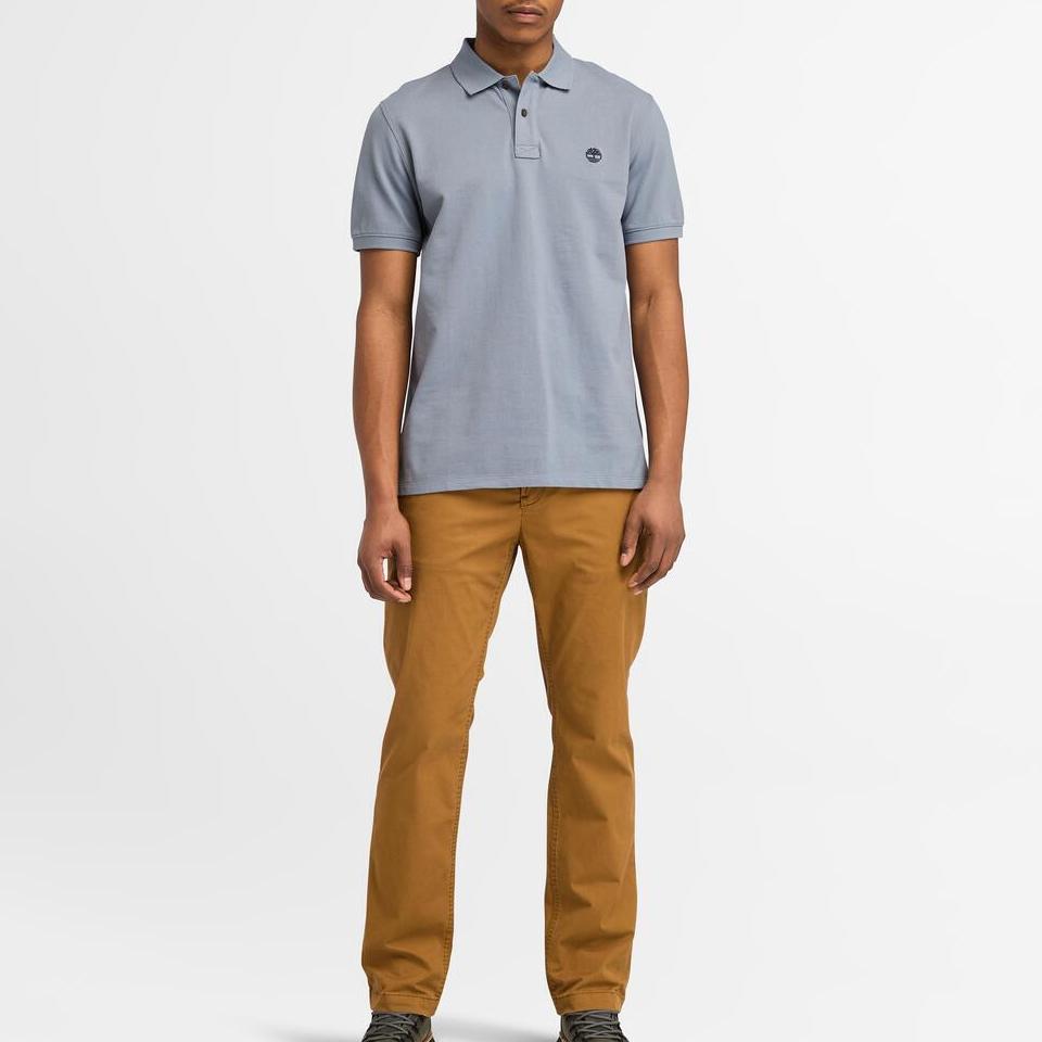 Timberland Однотонная повседневная рубашка-поло для мужчин, синяя A6943-073